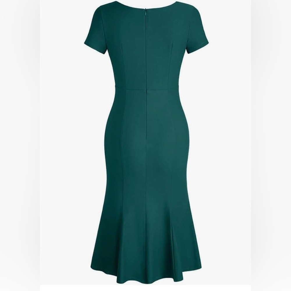 Teal Short-Sleeve Mermaid Dress - Picture 2 of 3
